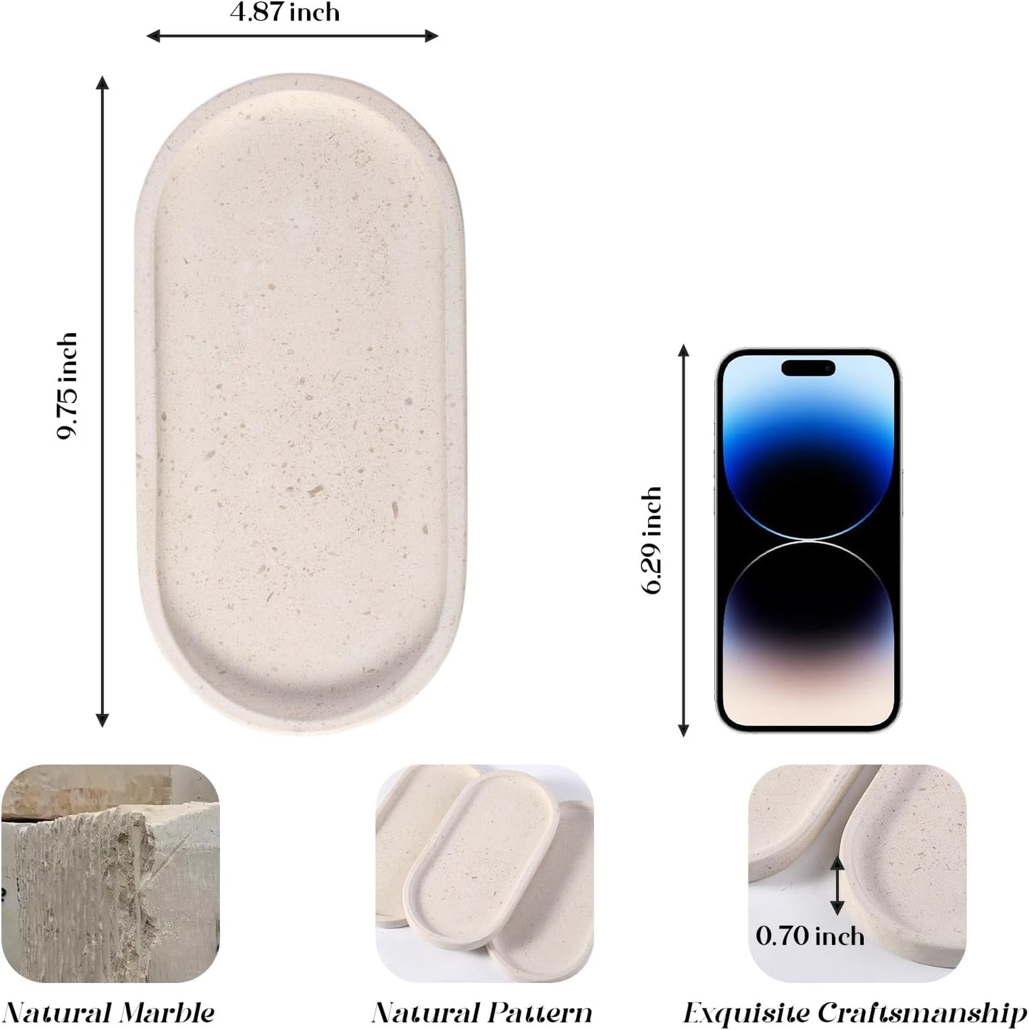 Catchall Trays / Natural Marble Tray / Moca Crema Yellow / 10 x 5 x 0.7