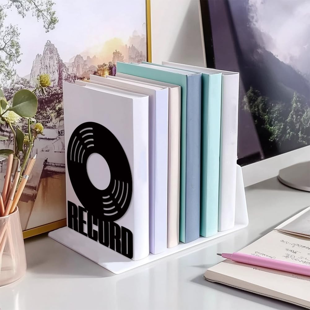 Metal Bookends / Modern Decorative Heavy Duty Study Book Support Stoppers / Vinyl Records