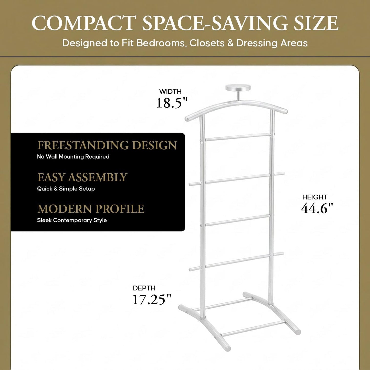 Kings Brand Freestanding Metal Suit Valet Stand with Tie Bar, White | Complete Clothing Organizer with Hanger, Trouser
