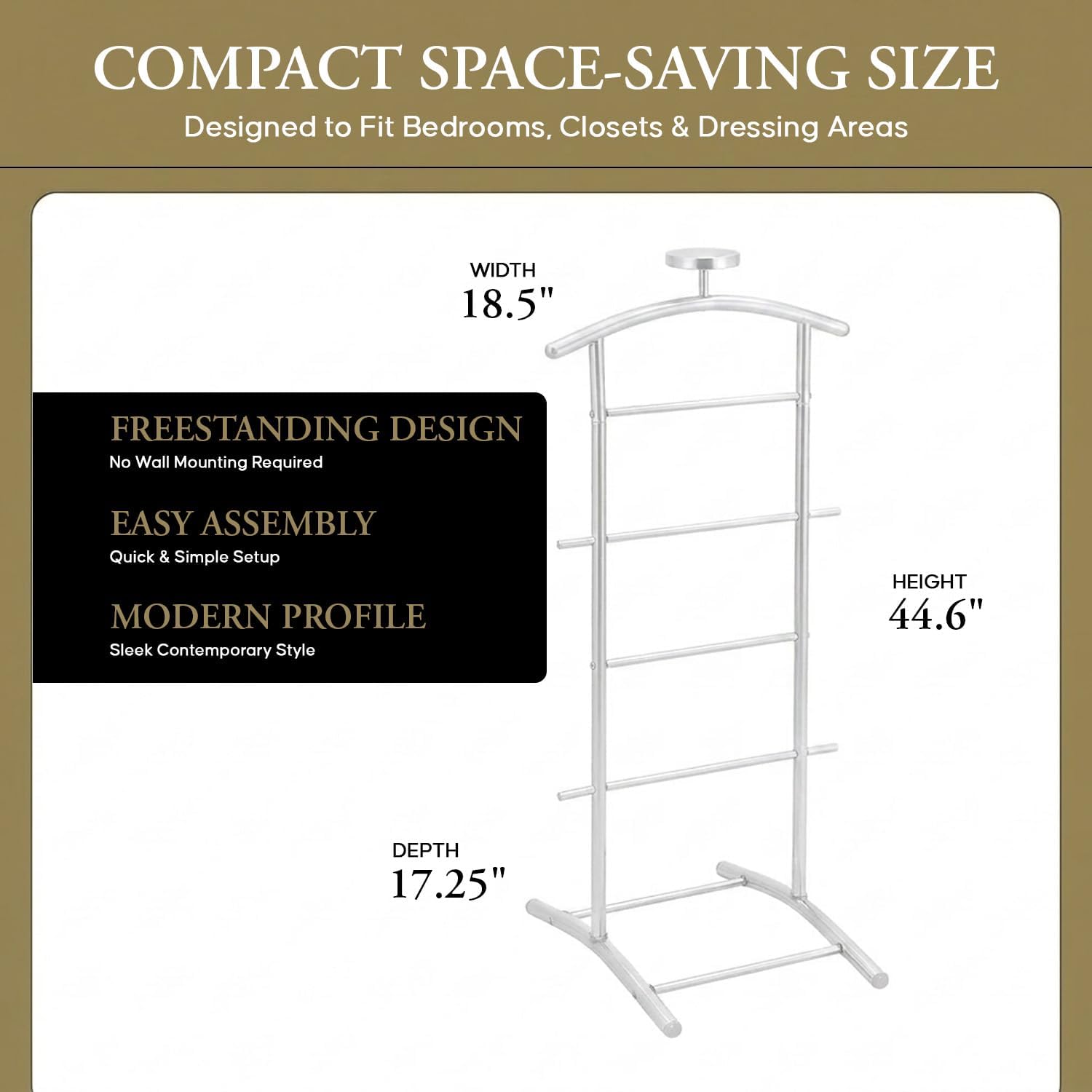 Kings Brand Freestanding Metal Suit Valet Stand with Tie Bar, White | Complete Clothing Organizer with Hanger, Trouser