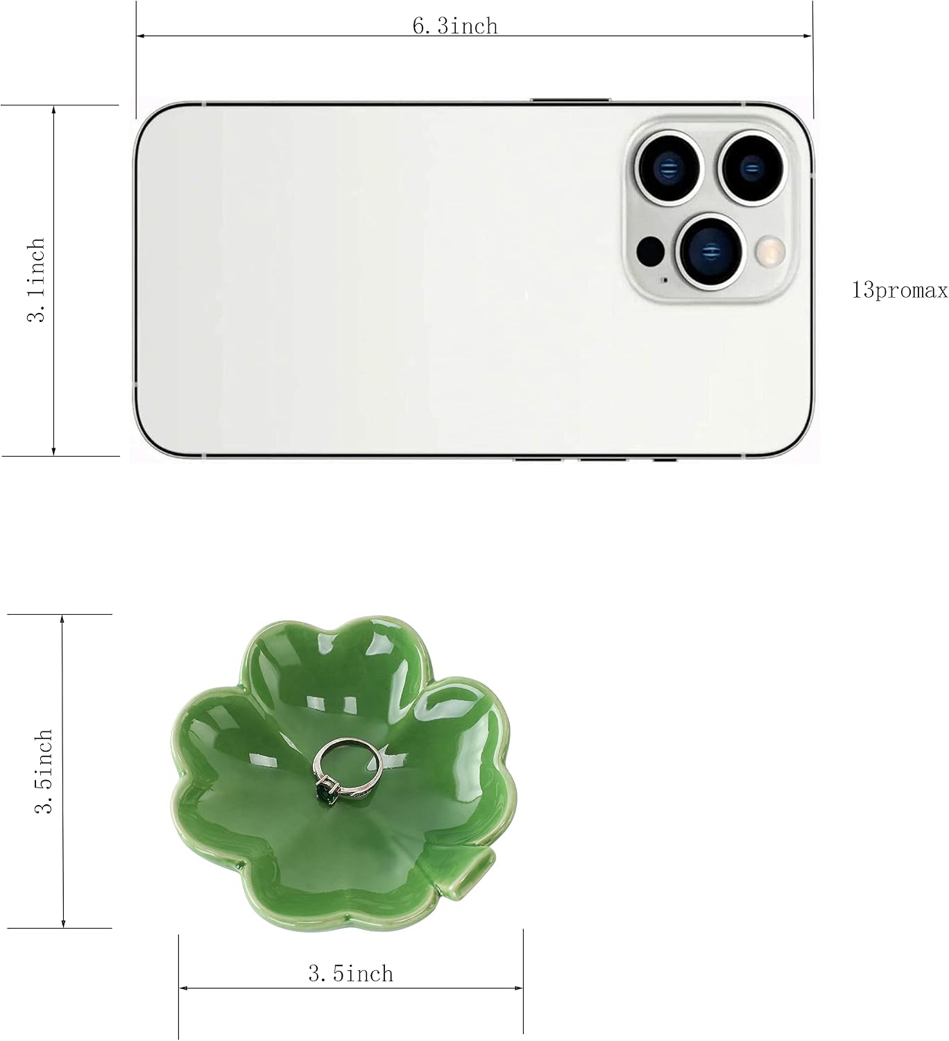 Four-Leaf Clover Ceramic Ring Dish / Leaf Ring Dsih