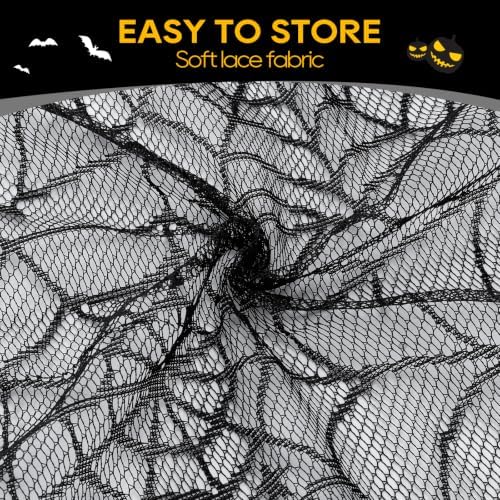 eZAKKA Halloween Tablecloth 54"x72" Black Lace Spider Web Table Cloth