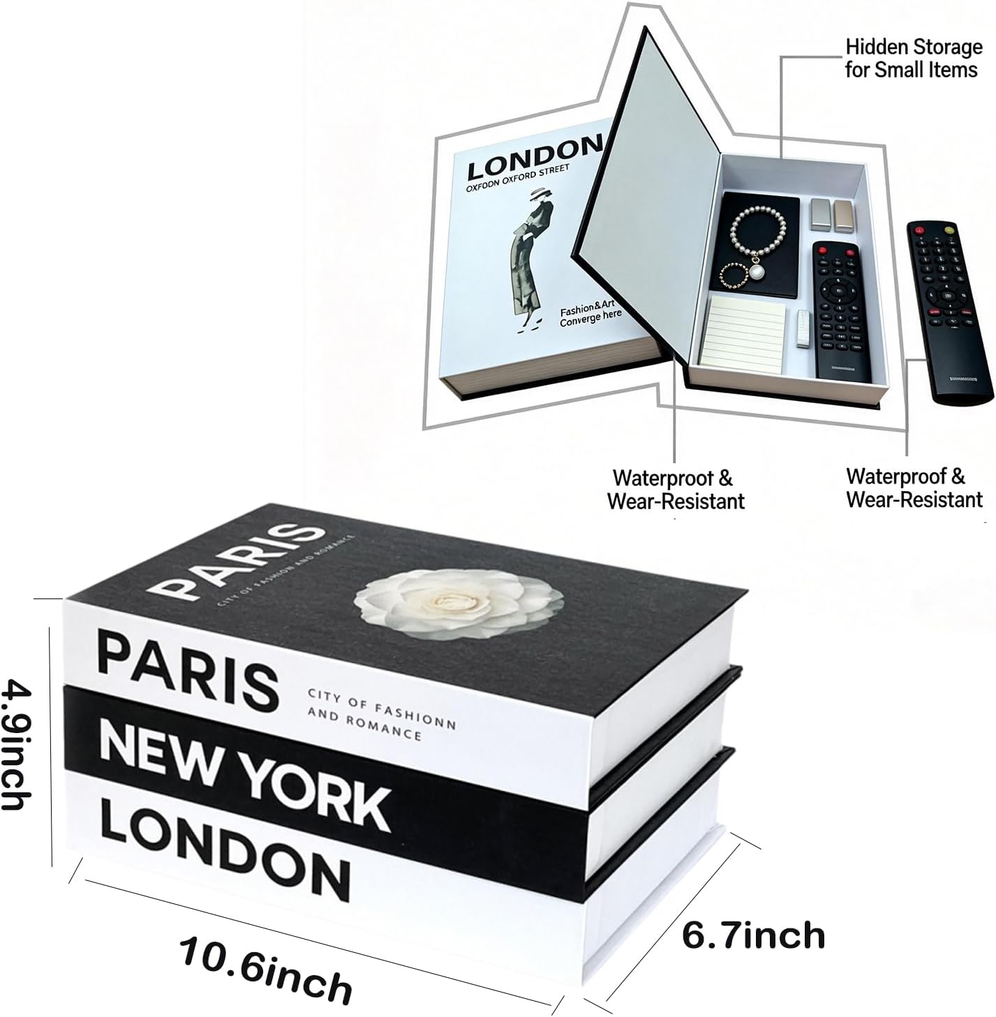 Elegant Faux Books for Decoration / Set of 3