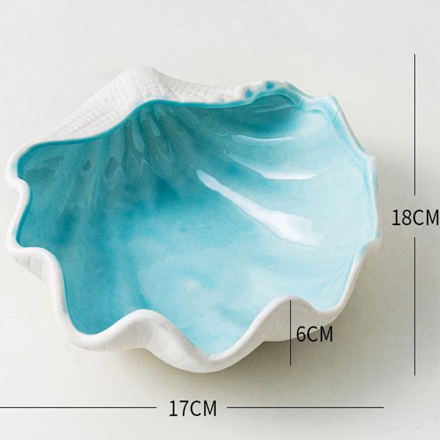 Large Shell Jewelry Dish Tray Ceramic Seashell Bowl Decorative / Shell Jewelry Tray / 6.7 x 7 x 2.4