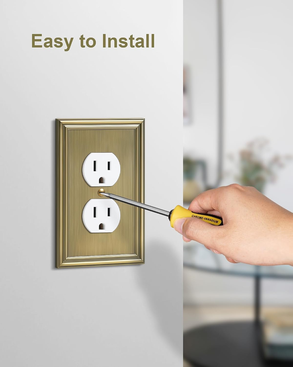 6-Pack Zinc Alloy Single Duplex Outlet Cover Plate, Solid Receptacle Cover | Decorative Switch Plates and Outlet
