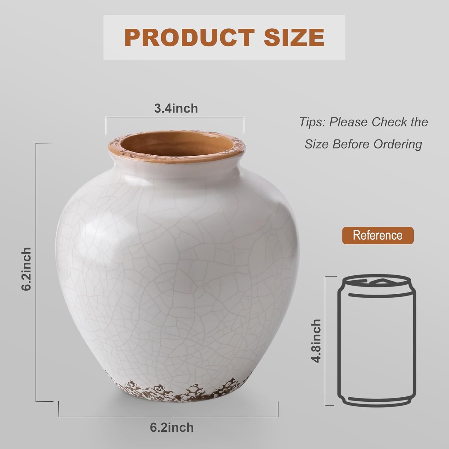 Ceramic Flower Vase Home Decor / 6.2"-beige / 6.2 Inch