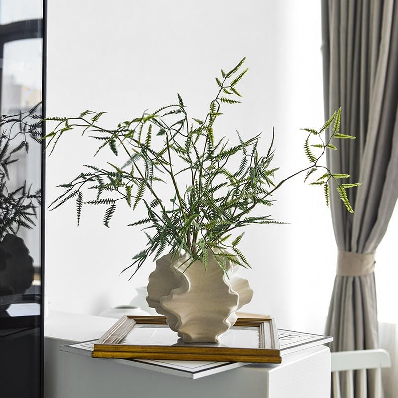 Modern Art Ceramic Coral Flower Vase Home and Office Decoration Sculpture Work Bohemian / White