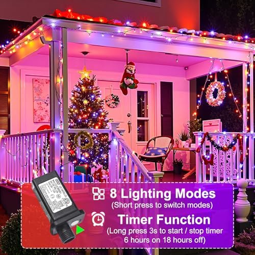 Orange and Purple Halloween Lights, 66FT 200 LED Outdoor String Lights