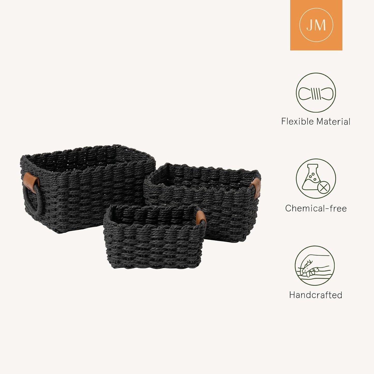 Small Wicker Baskets for Organizing / Ebony Black