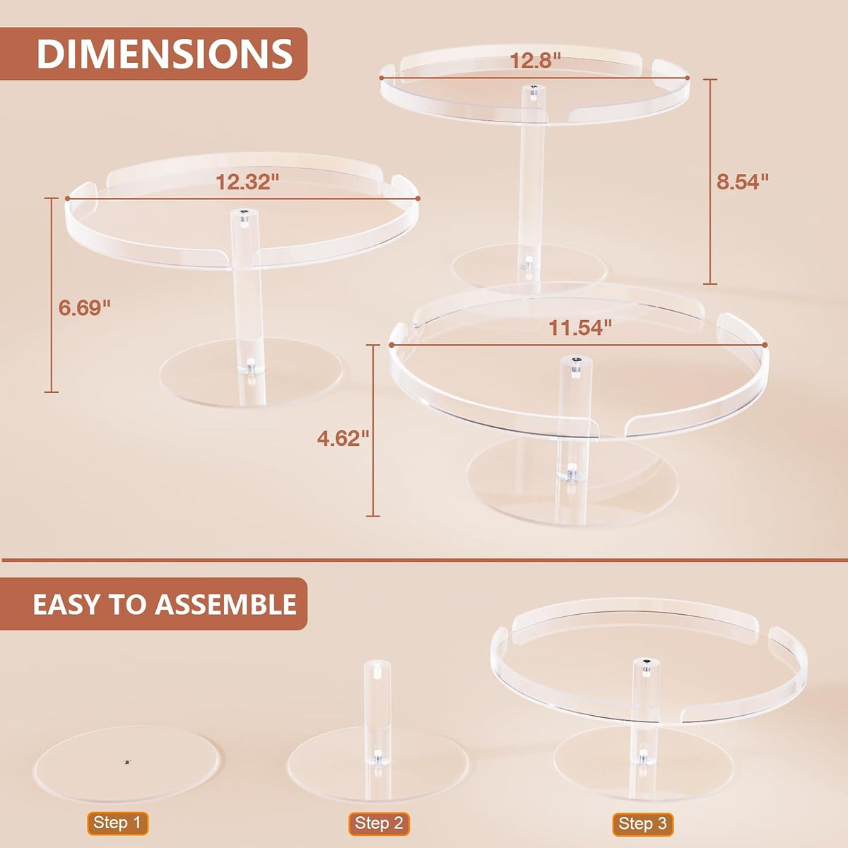 Bakzon Acrylic Cupcake Stand, Clear Dessert Dessert Table Display Set, Cupcake Tower Holder Display with Base for