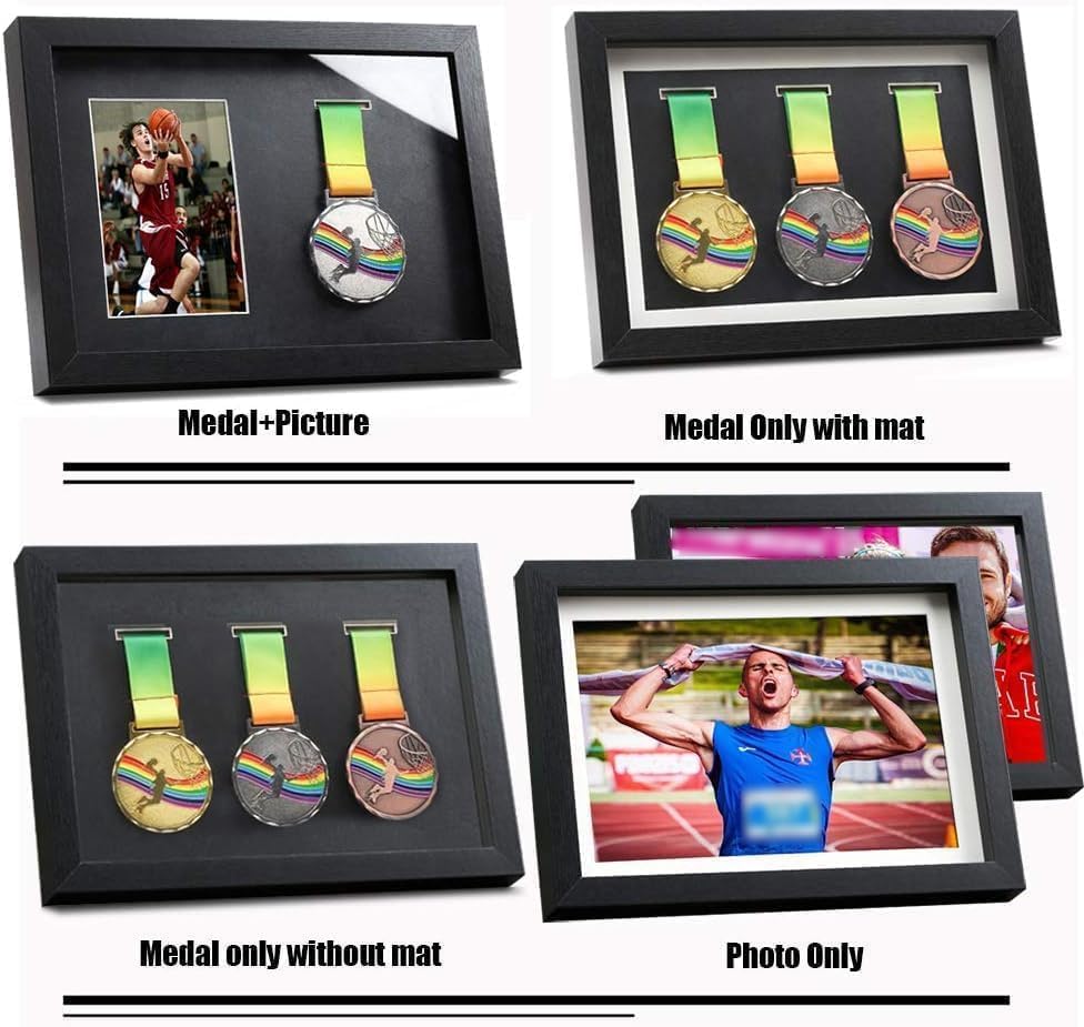 IHEIPYE Medal Display Shadow Box Medal Display Case Black A4 | Runners, Marathon, Race Winner, Soccer, Football