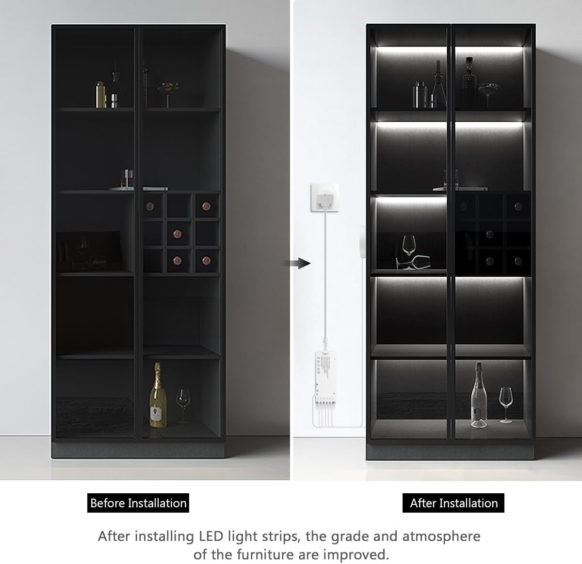 Cabinet Light COB LED Strip Lights 6-in-1 Dimmable Touch Control | for Display Cabinets, Wardrobes, Kitchen, Wine