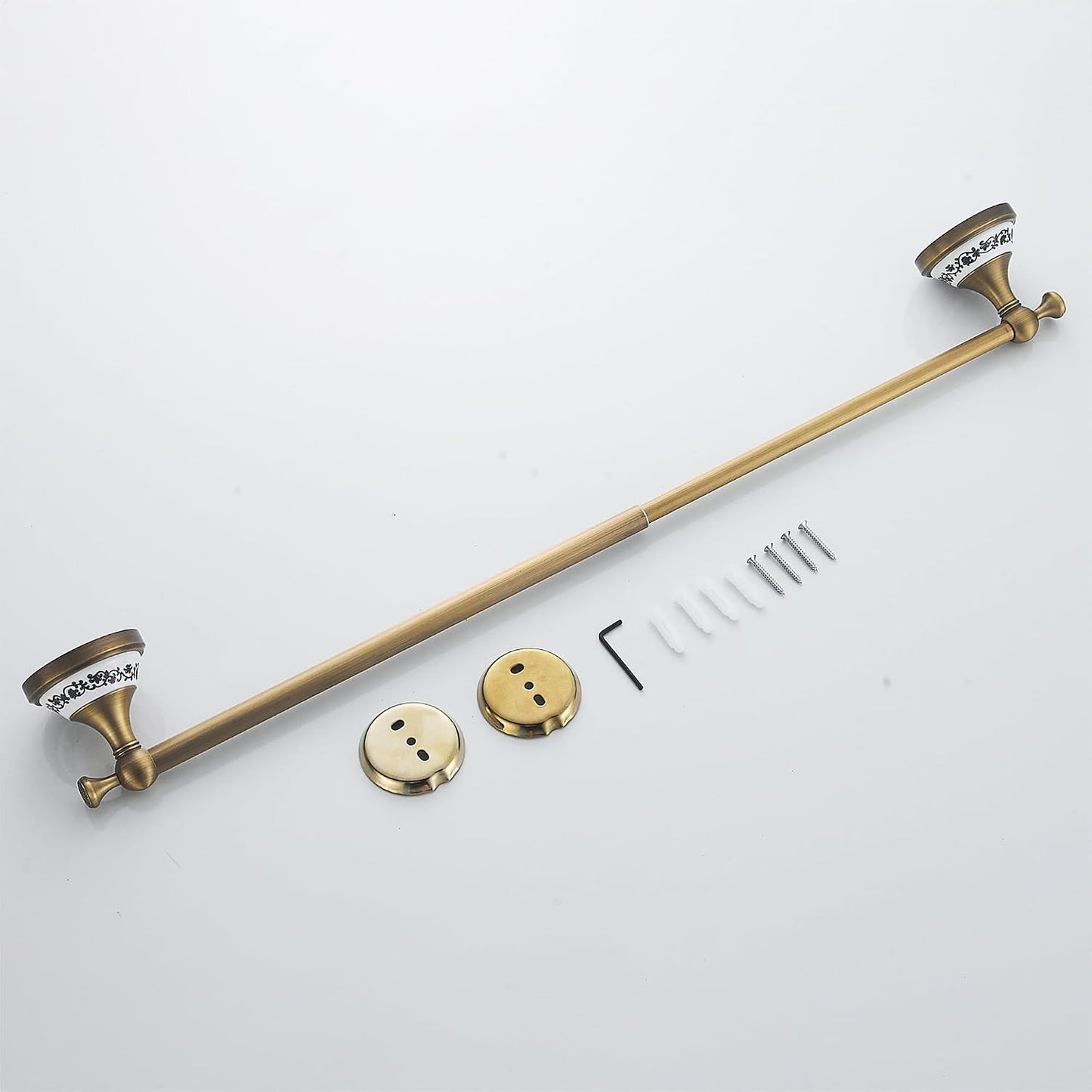 Antique Bronze Brass Towel Bar,Adjustable 15.5 to 27.5 Inch Bath Towel Bar Rack for Bathroom Towel Holder, Wall Mounted