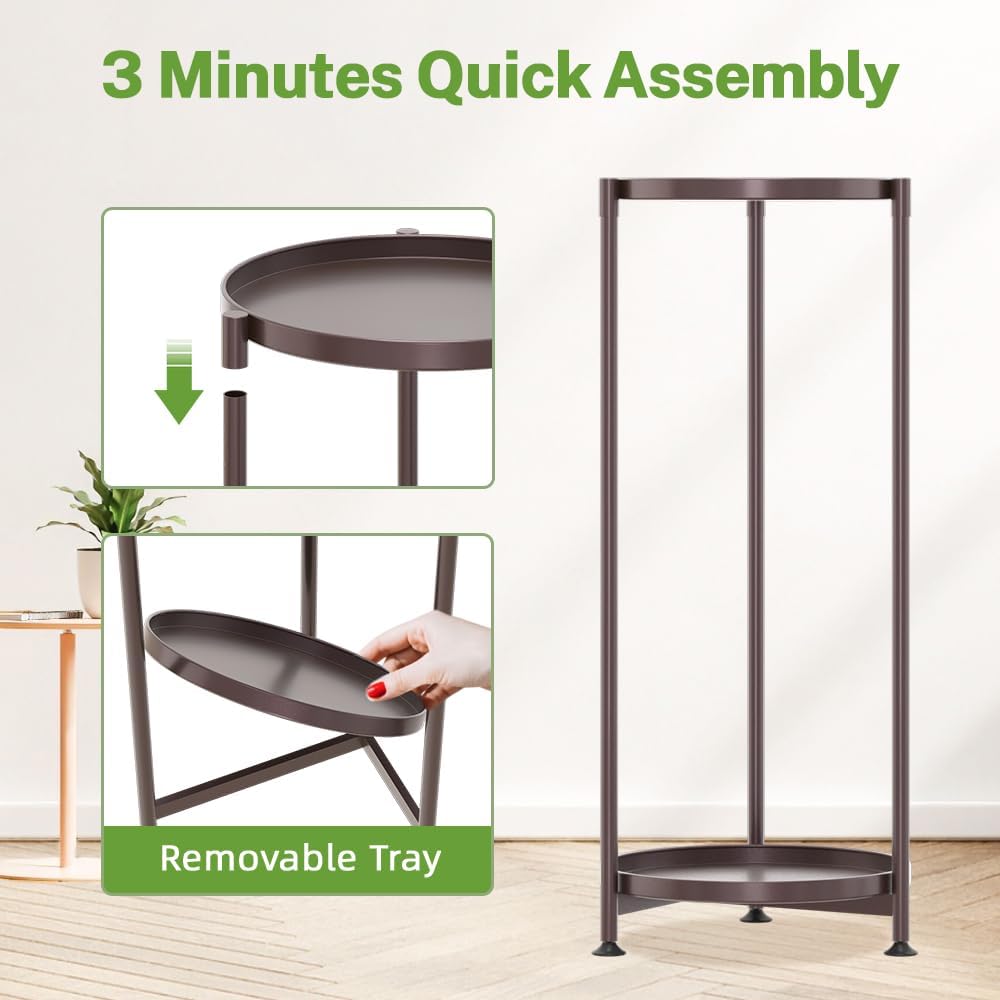 iDavosic.ly 2 Tier Metal Plant Stand Indoor Outdoor, 29 Inch Tall, Bronze | Vertical Flower Display Holder for 11''