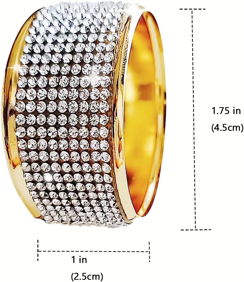 Silver Diamond Gold Napkin Rings Set, Rhinestone Napkin Holder for Dining, Anniversary, Wedding,Bling Cloth Holder Full