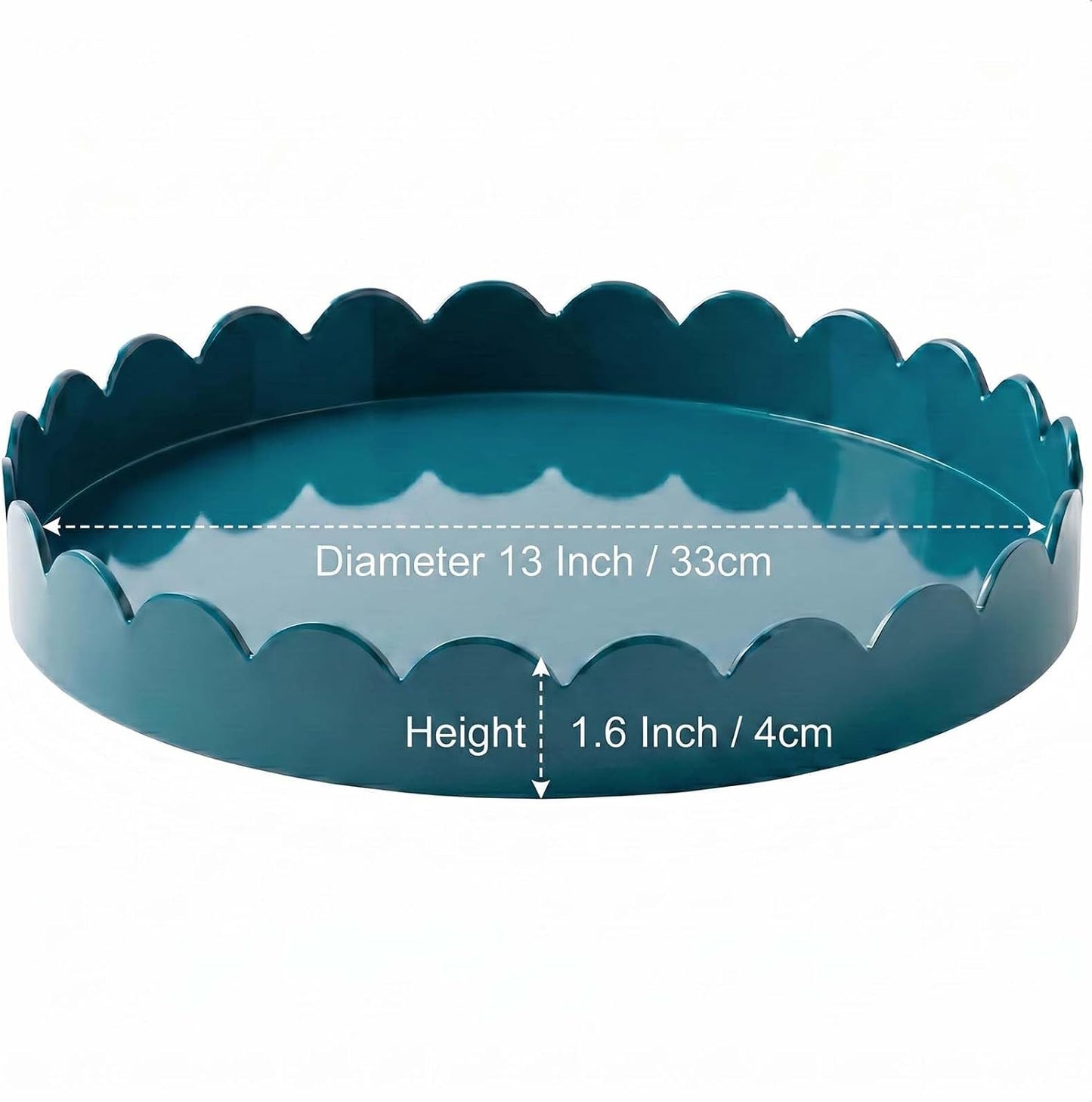 13" Round Scalloped Tray / Deep Teal