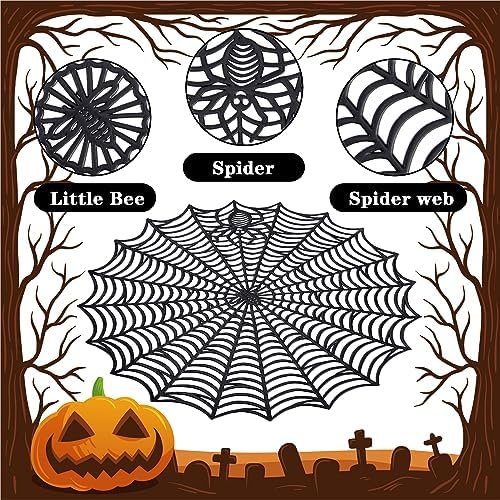 6 Pcs Halloween Spider Web Placemats, Brown, 15" Diameter
