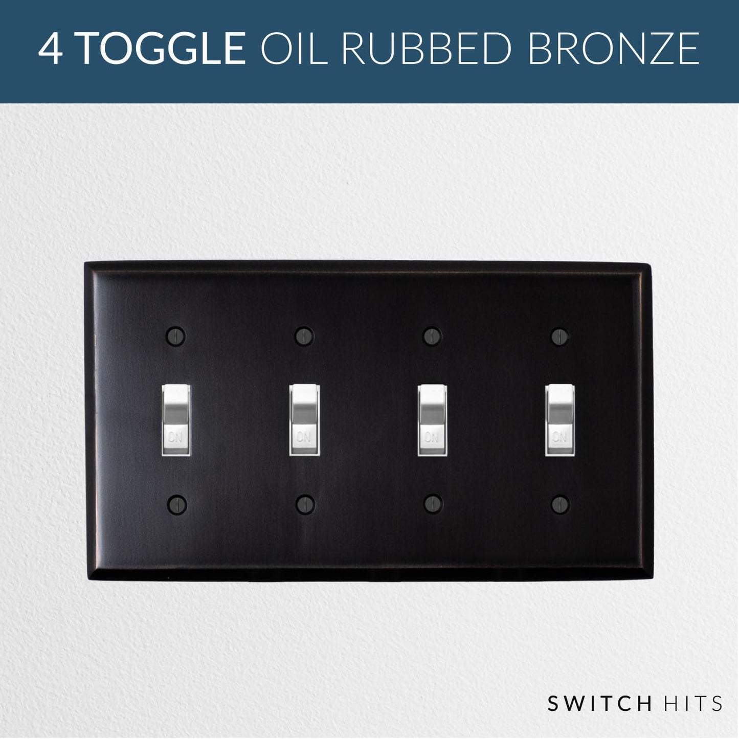 Quad Light Switch Plate GFCI Decorative Wall Plate Outlet Cover | 4 Toggle Oil Rubbed Bronze Electrical Faceplate