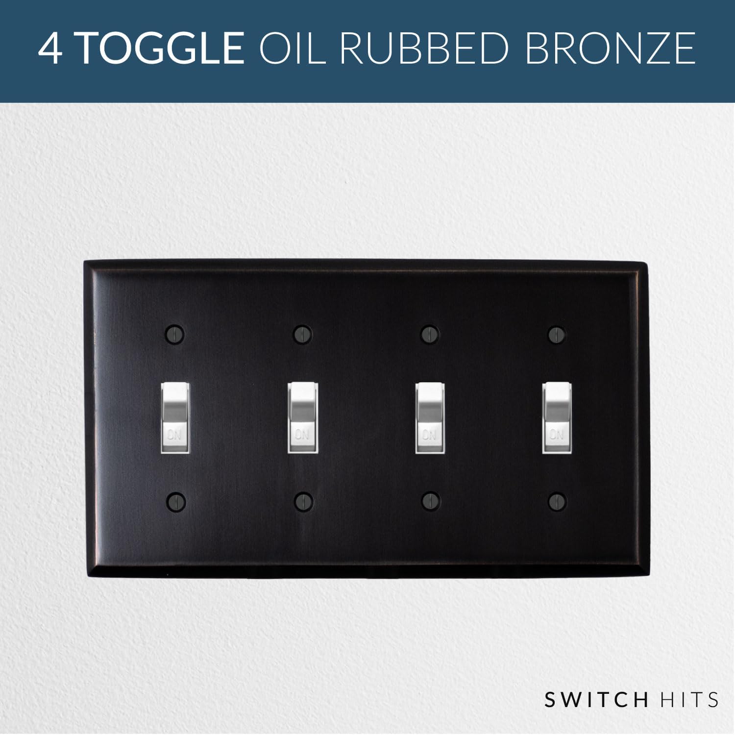 Quad Light Switch Plate GFCI Decorative Wall Plate Outlet Cover | 4 Toggle Oil Rubbed Bronze Electrical Faceplate