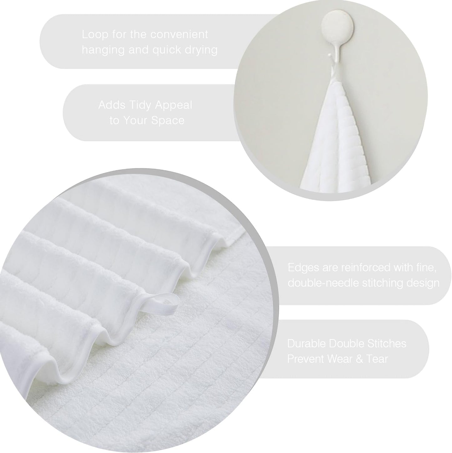 18 Piece Family Bath Towel Set Include 6 Bath Towels,6 Hand Towels and 6 Washcloths Soft Bathroom Towel with Hanging