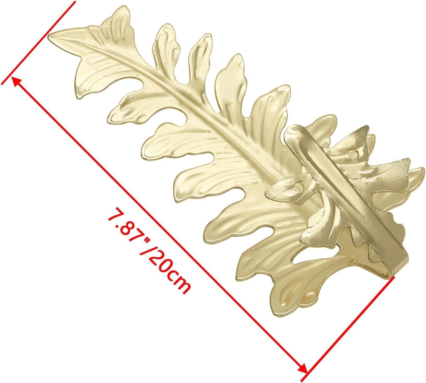Bitray 6P Gold Vintage Leaf Curtain Tiebacks Wall Curtain Drapery Holdback | Zinc Alloy | 7.87" Length | Tie Back Hook