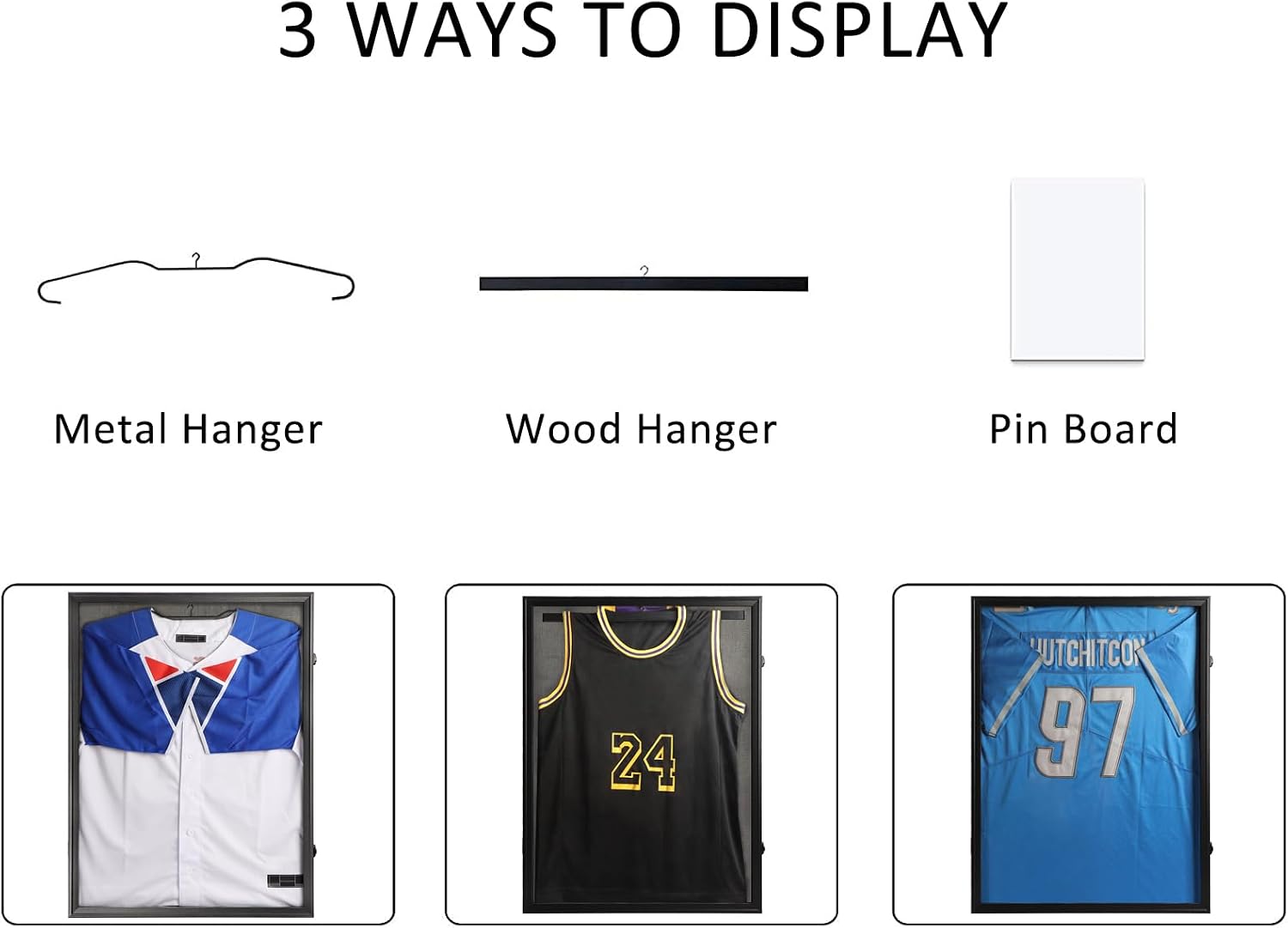 IHEIPYE Jersey Frame Display Case Black Lock,Large Shadow Box Lockable with UV Protection Acrylic Linen Lining and