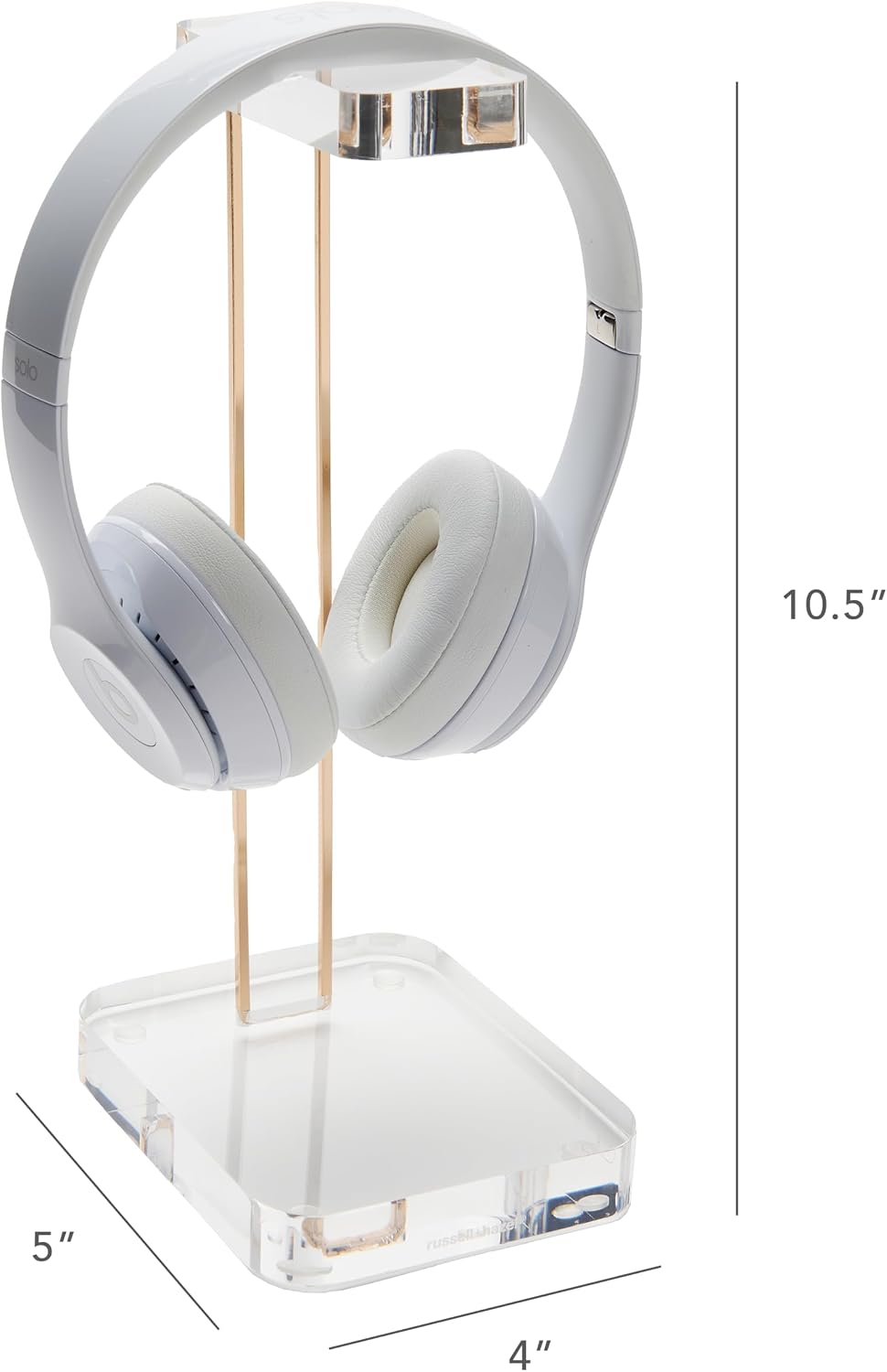 russell+hazel Acrylic Headphone Stand with Gold Hardware, Clear | Displays and stores headphones on a crystal-clear