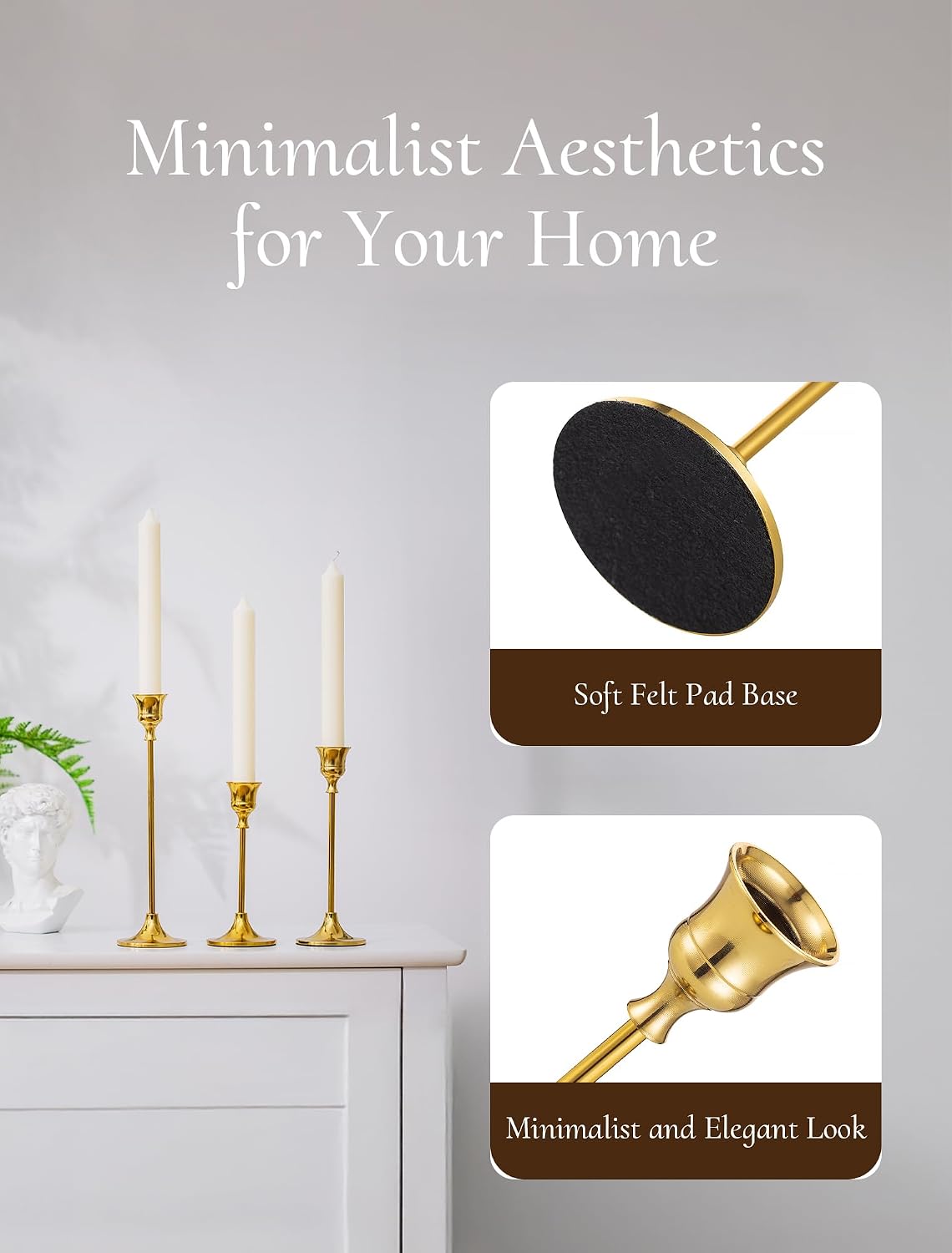Set of 30 Gold Candle Holders for Candlesticks, Inweder Taper Candle Holders, Tall Metal Candlestick Holders for Table