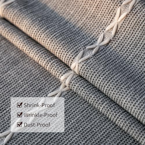 Deep Dream Tablecloth, Embroidered Waterproof Table Cloth Cotton Linen Wrinkle Free Anti-Fading Tablecloths Washable Dust-Proof Table Cover for Kitchen Dinning Party Christmas, 55 x 70 Inch - New Gray