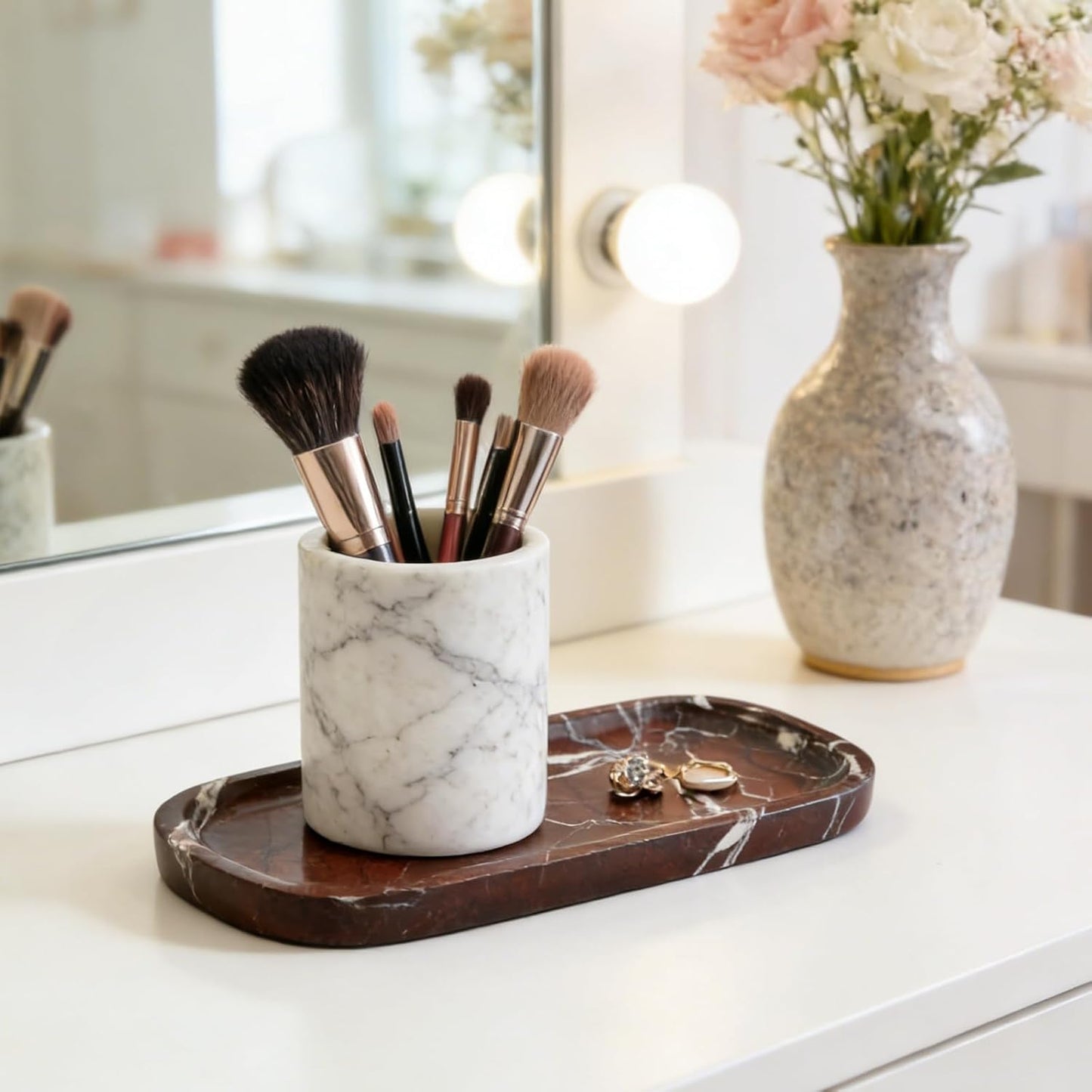 Marble Tray / Marble Vanity Tray / 10 x 4.72 / Rose Lepanto