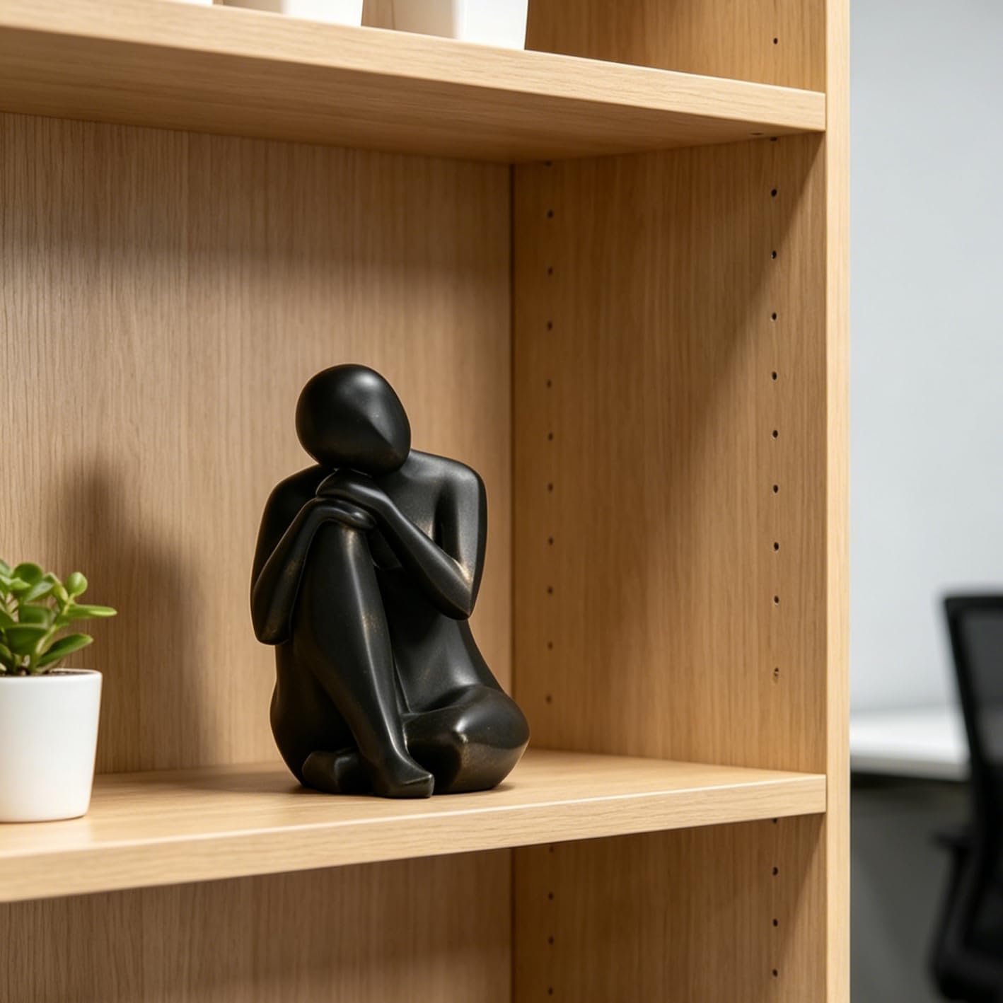Thinker Statue Resin Abstract Sculpture / Black Copper