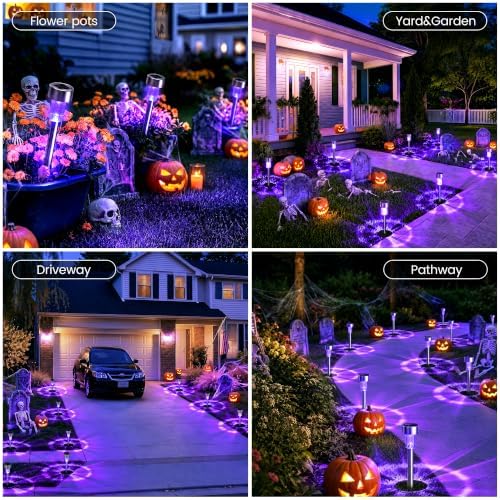 GIGALUMI Solar Halloween Lights Outdoor Waterproof 12-Pack Halloween Decor