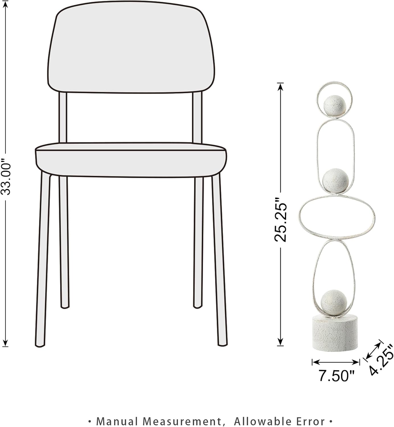 Accent Figurine / Metal Table Centerpieces / White