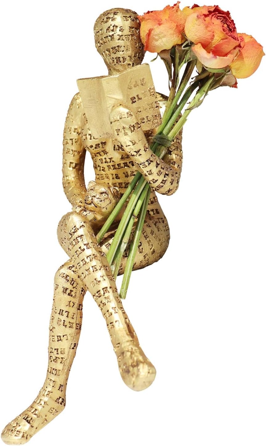 Thinker Statue / Reading Women Figurine / D / Gold