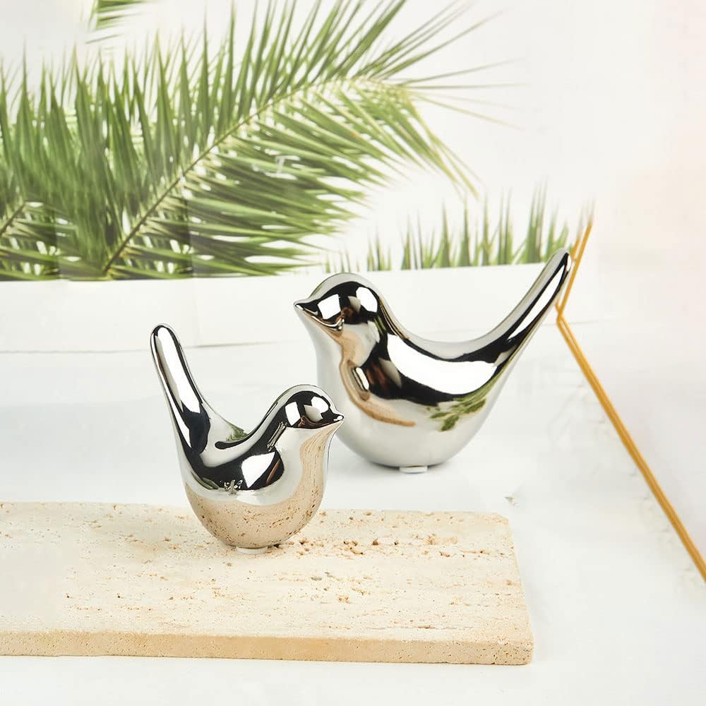 Small Animal Statues Home Decor Modern Style Birds Decorative Ornaments / Silver / ML