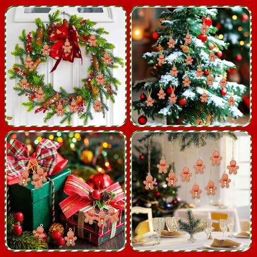48Pcs Mini Gingerbread Men Ornaments Christmas Tree Decorations
