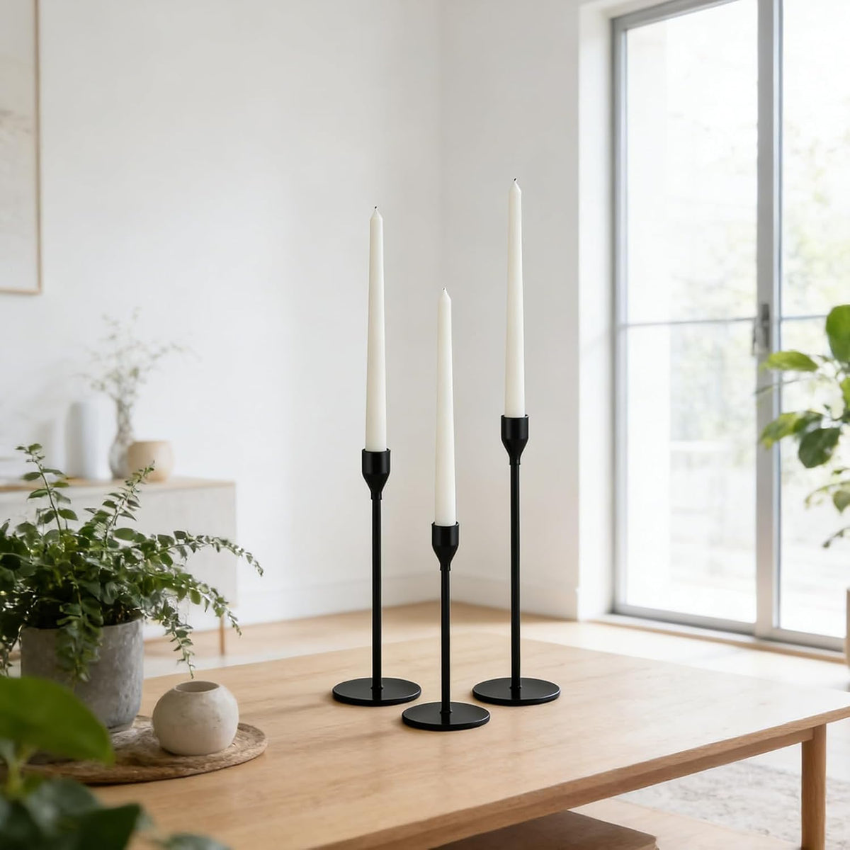 Candlestick Holders, Set of 6 Taper Silver Candle Holder Decor for Date, Festival, Wedding, Party, Dinning or