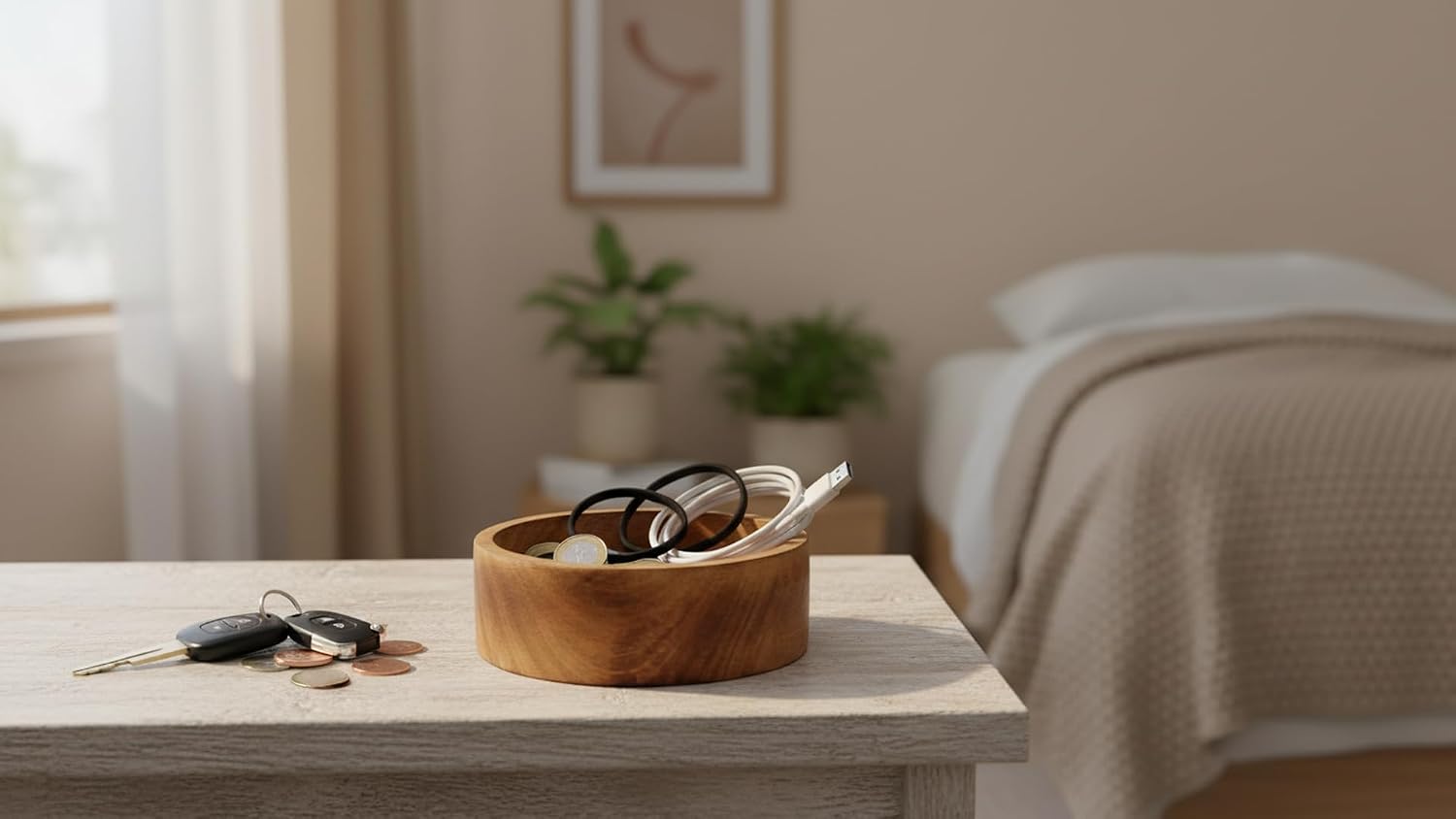 Handmade " Decorative Mango Wood Snack Serving Bowl For Dry Fruits Chips Coffee Table / 6 x 2