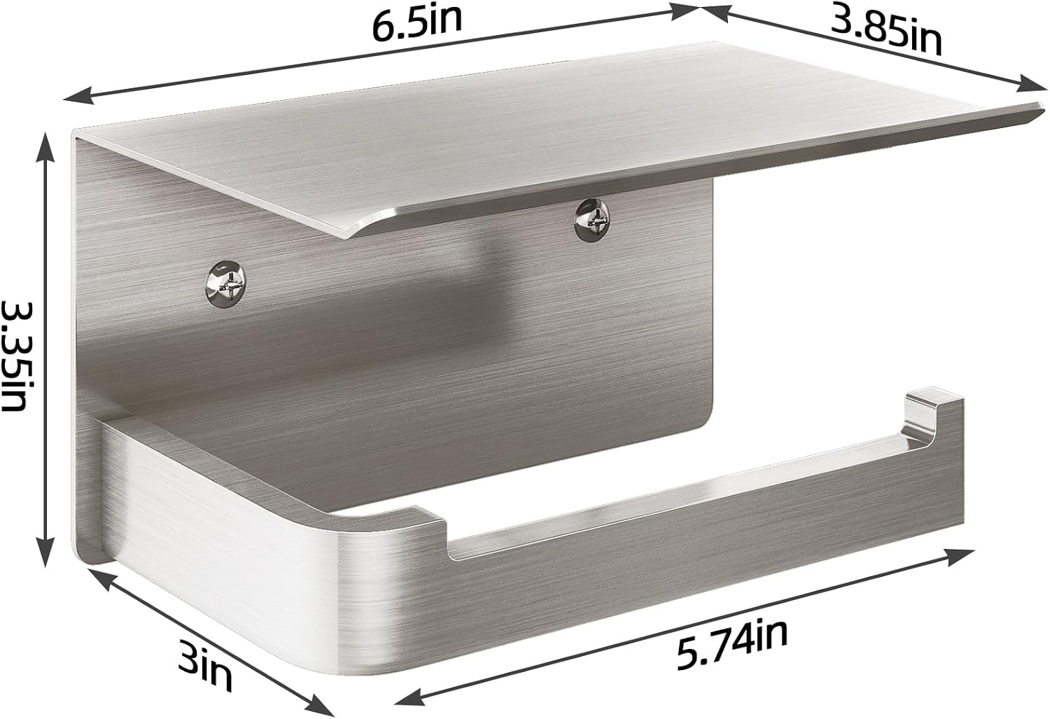 Gypie Toilet Paper Holder with Phone Shelf, Brushed Nickel Toilet Paper Holder Wall Mount, Rustproof Stainless Steel