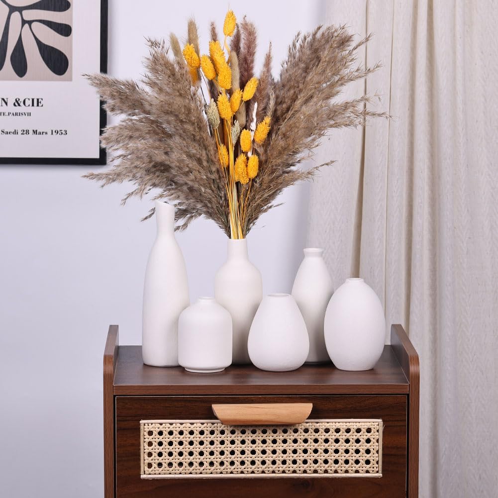 White Ceramic Vase / White Set / Set of 6