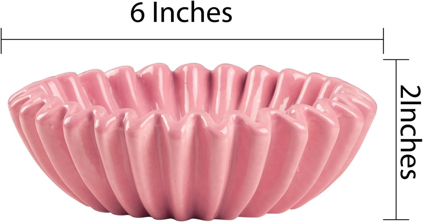 Large Ceramic Fruit Bowl Decorative Bowl / 9.5 Inches / Pink