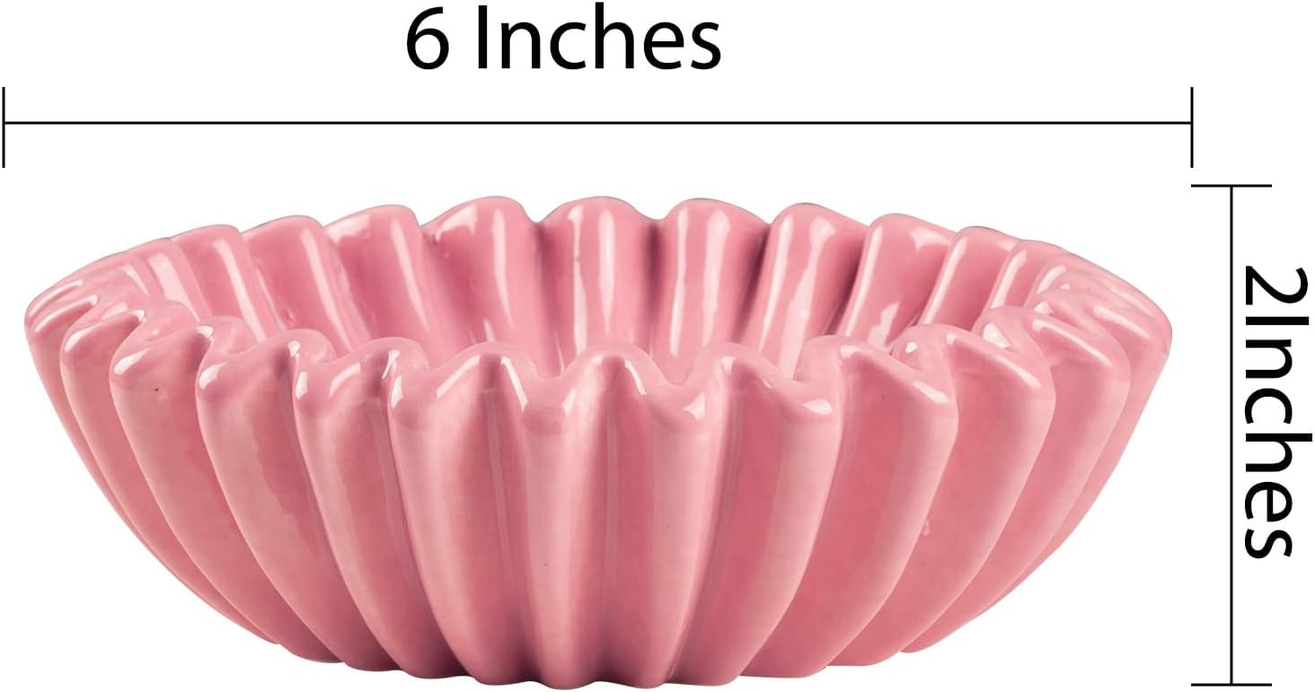 Large Ceramic Fruit Bowl Decorative Bowl / 9.5 Inches / Pink