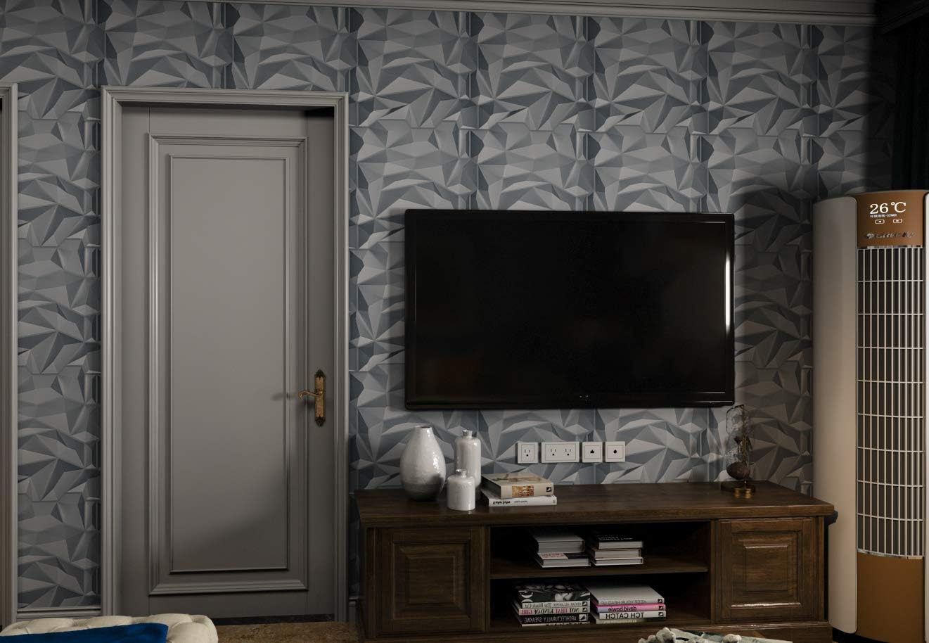 Art3d Decorative 3D Wall Panels 19.7" x 19.7" (Pack of 12), Wall Panels for Home, Office, Coffee Shop, Gray