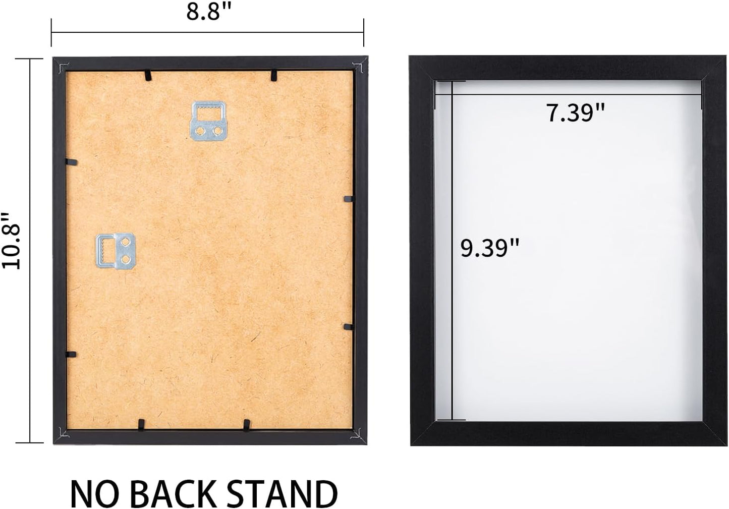 Muzilife 8x10 Shadow Box 3D Picture Frames, Wood & Glass, 3 Pack, Black | FSC-Certified MDF | With Stand | Tabletop or
