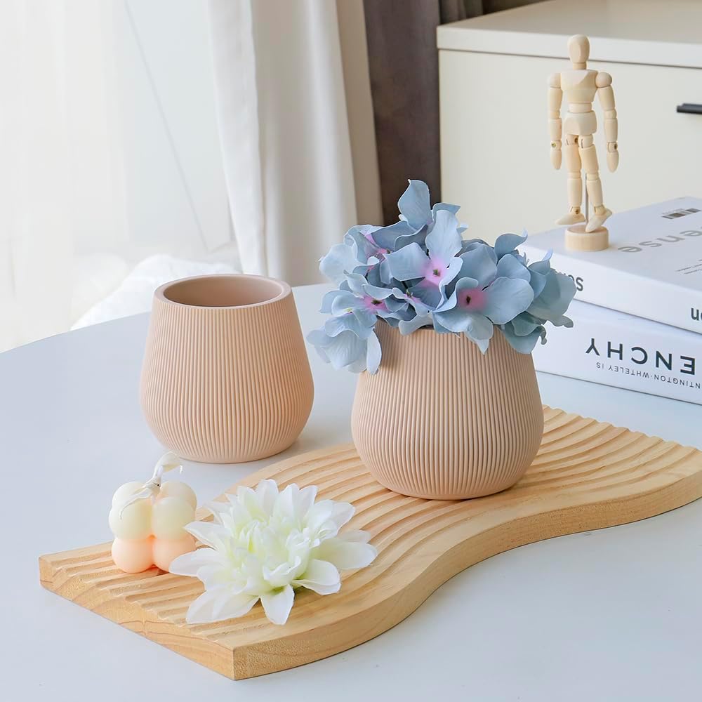 Small Boho Vase / Desert Tan / White