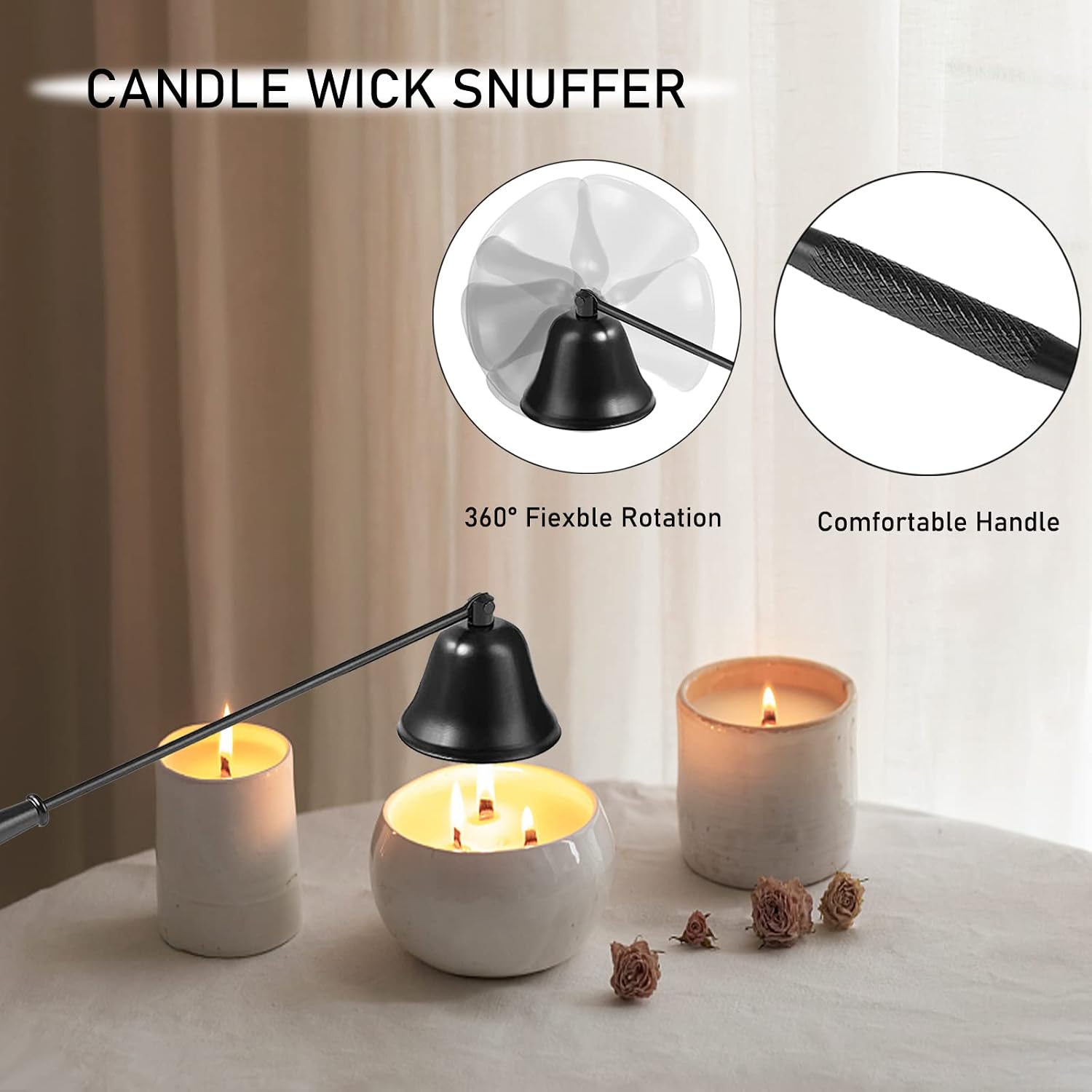5IN1 Candle Accessory Set, Candle Wick Trimmer Cutter, Candle Snuffer & Candle Wick Dipper,Electric Lighter,Storage