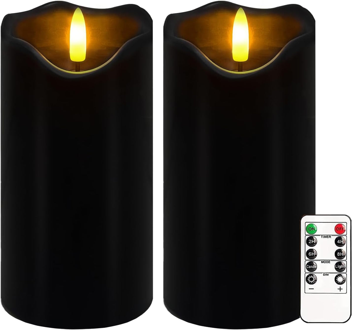 Black Flameless Candles Set of 2, Halloween Candles with Remote & Timer