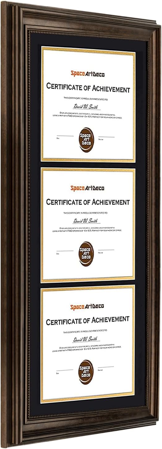 14x29 Triple Diploma Frame Holds Three 8.5x11,3-Certificate/Degree Frame | Comes with Real Glass,Build-in Hangers,Black