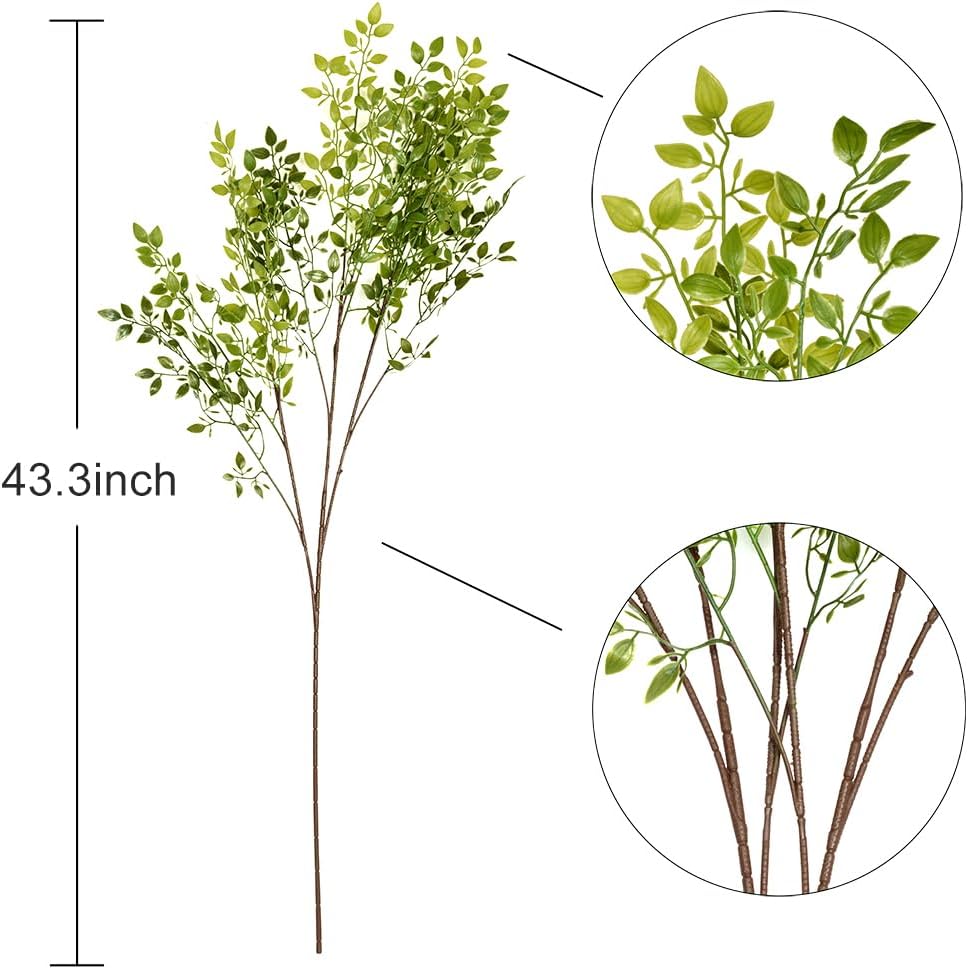 Stems Faux Branches for Vase Nandina Greenery Artificial Stems for Vase Leaf / 43.3 Inch / Set of 2