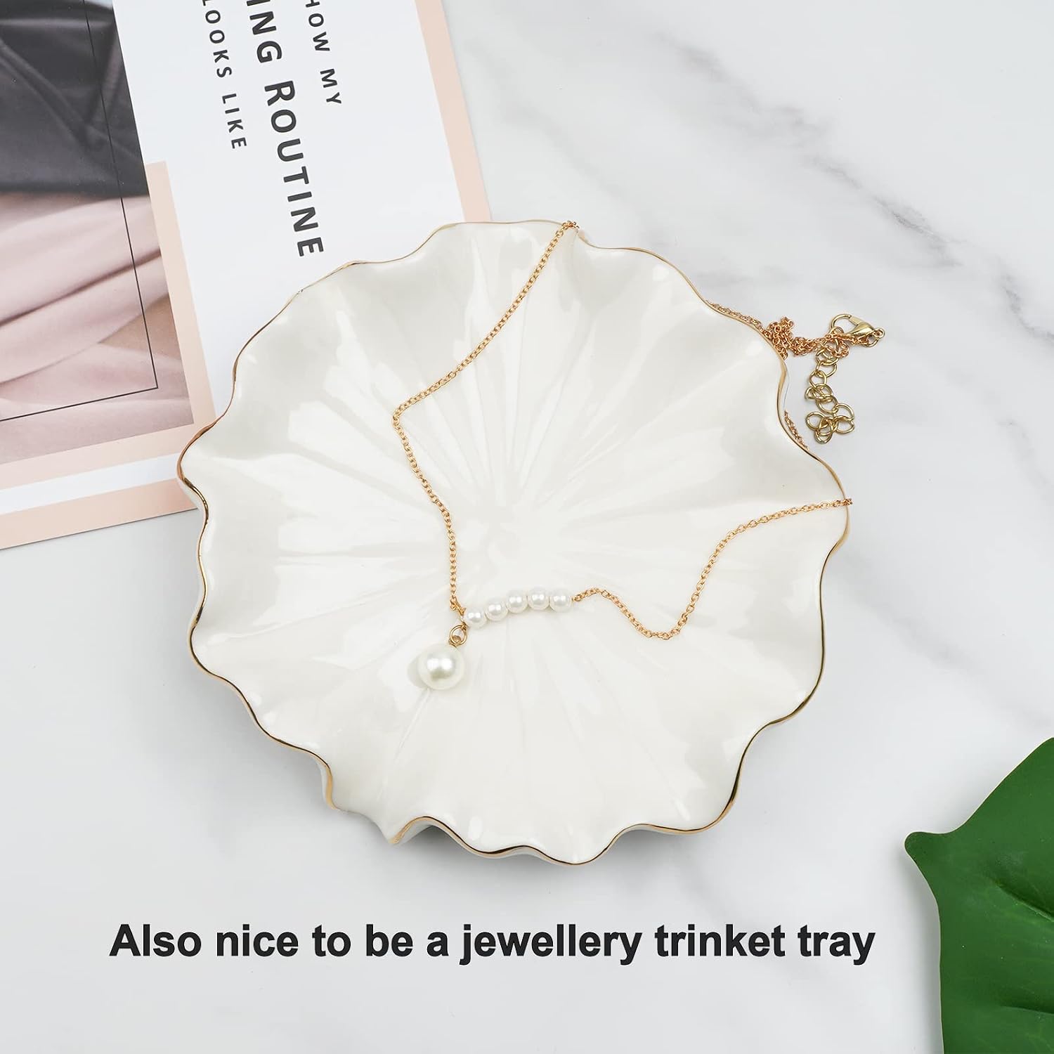 Ceramic Self Draining Soap Dish Lotus Leaf Soap Holder Waterfall Soap Dish Soap Savers / White
